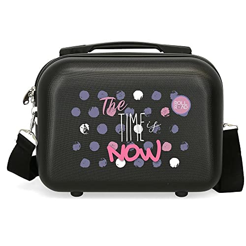 Roll Road Roll Road The time is now Neceser Adaptable con Bandolera Negro 29x21x15 cms Rígido ABS 9,14L